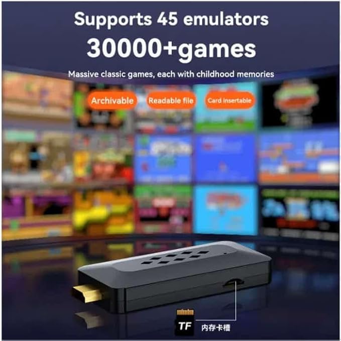 Plug & Play M33 4K Retro GameStick: 64GB, 33,000+ Games w/ Dual Wireless Controllers & 9 Emulators