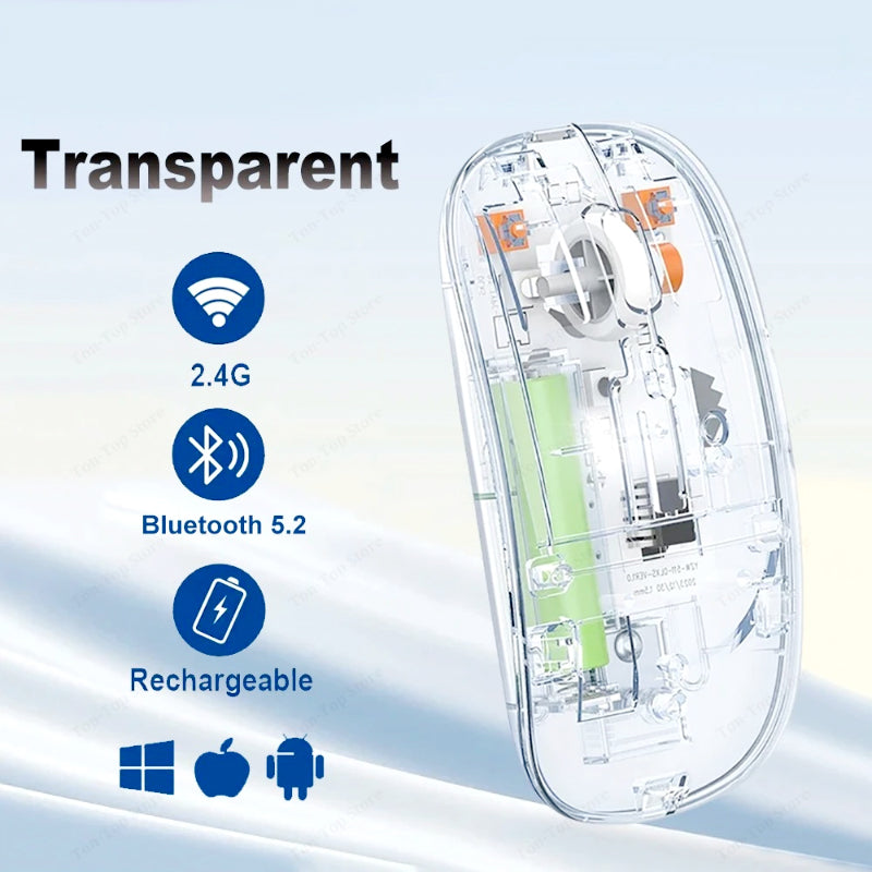 Transparent Dual-Mode Wireless Bluetooth 5.2 Mouse