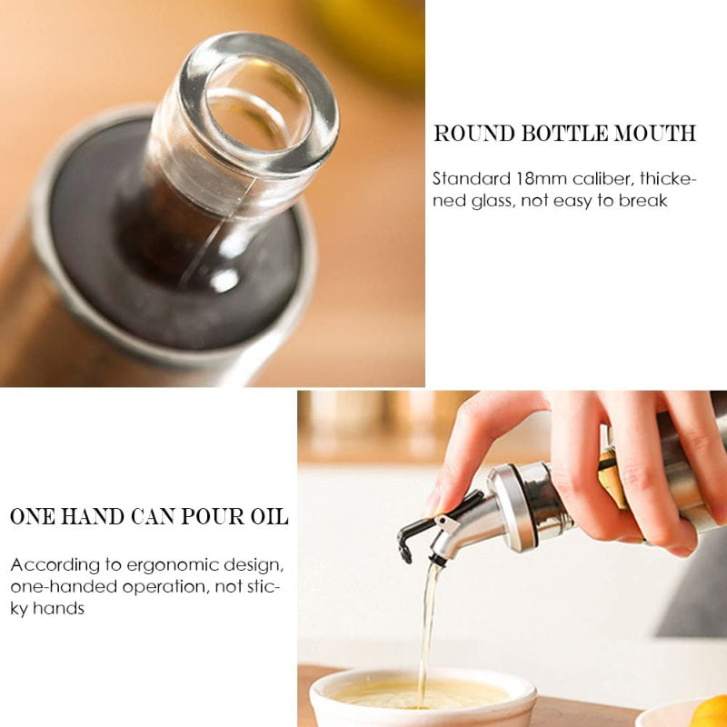 Steel Covered Smart Glass Oil Bottle