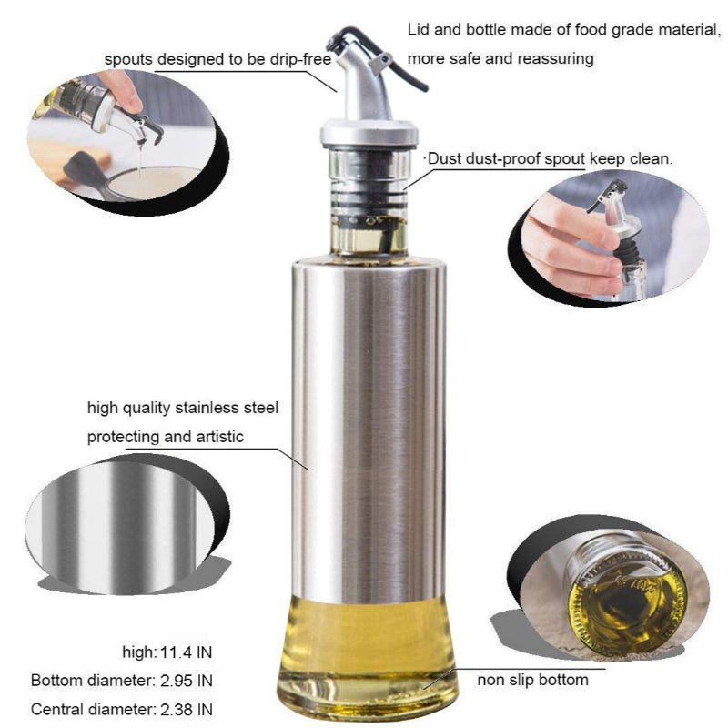 Steel Covered Smart Glass Oil Bottle