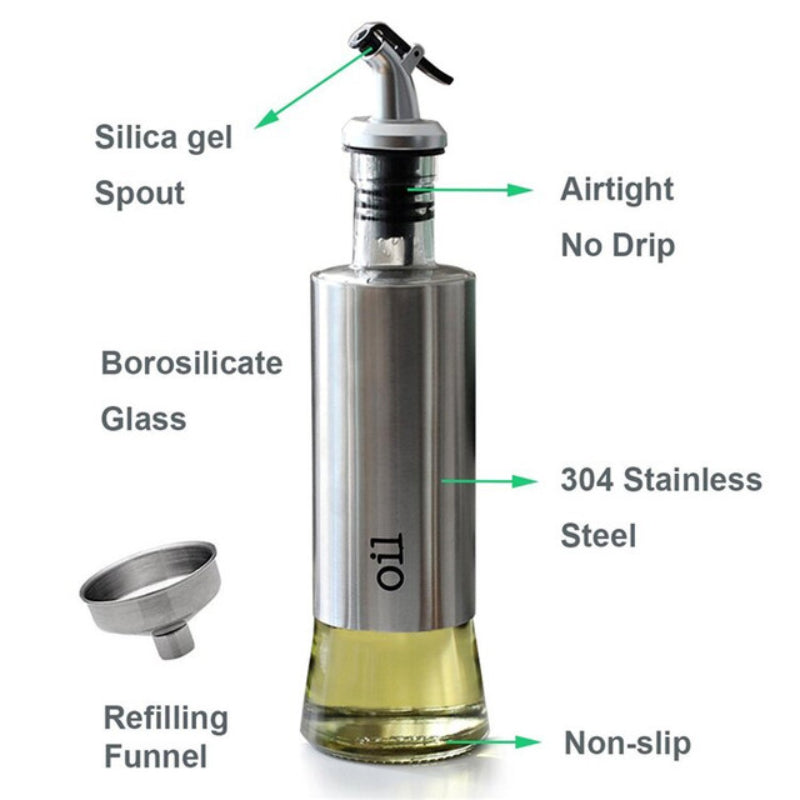 Steel Covered Smart Glass Oil Bottle