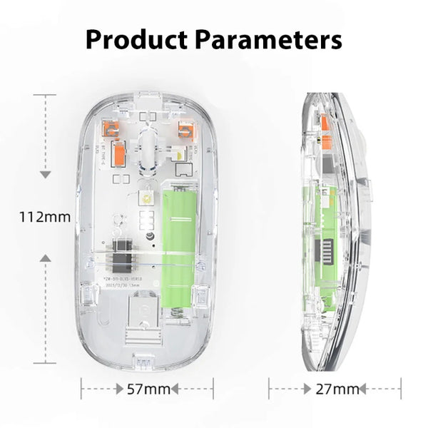 Transparent Dual-Mode Wireless Bluetooth 5.2 Mouse
